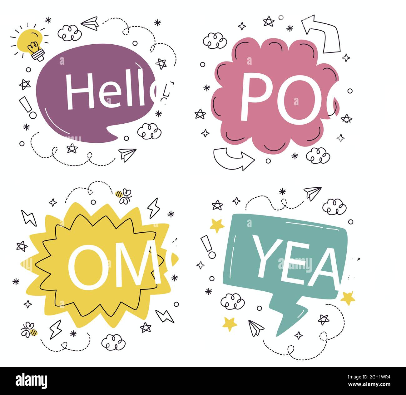 Set of hand drawn speech bubbles Vector illustration Stock Vector Image ...