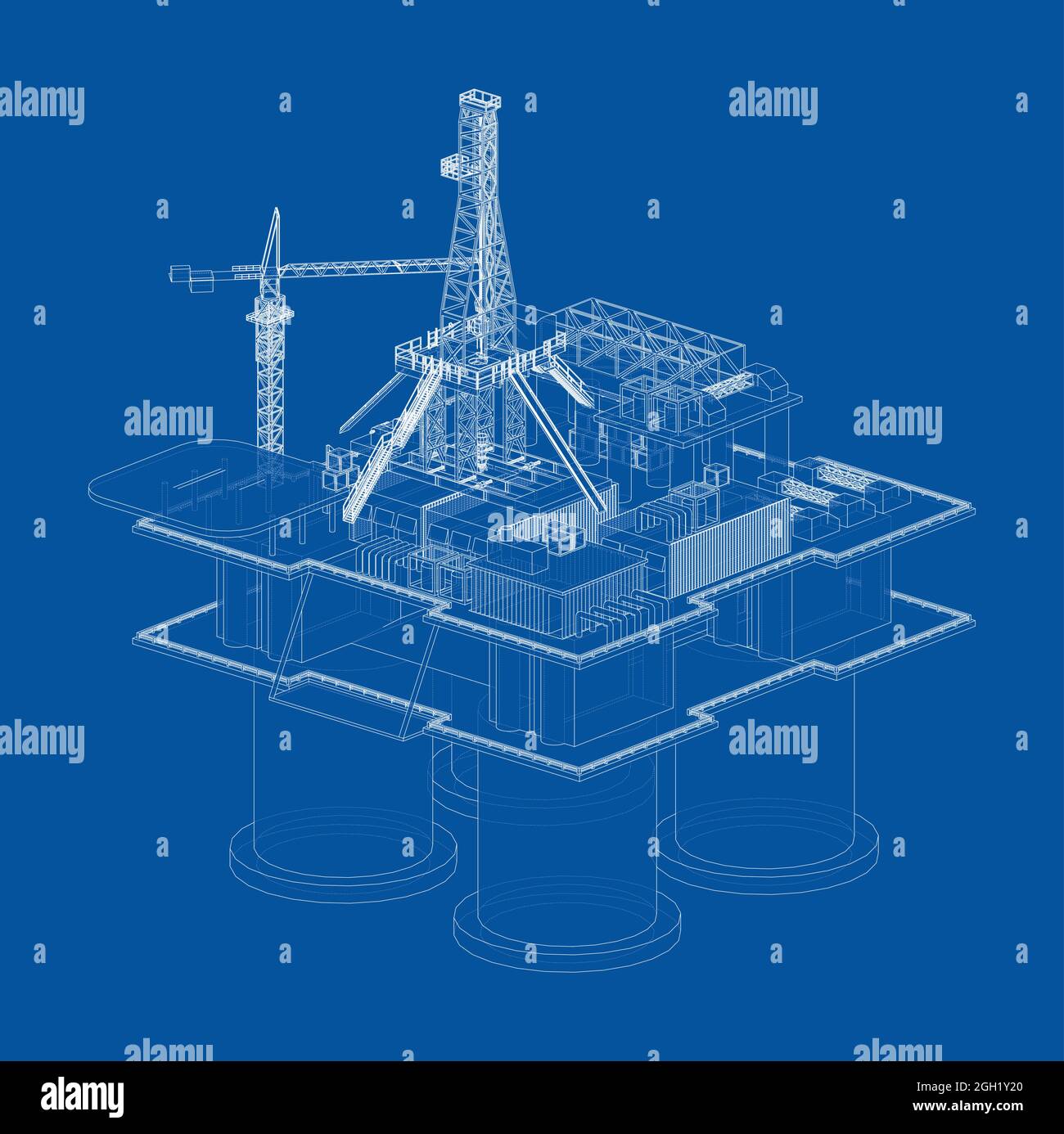 Offshore Oil Rig. Vector rendering of 3d Stock Vector Image & Art - Alamy