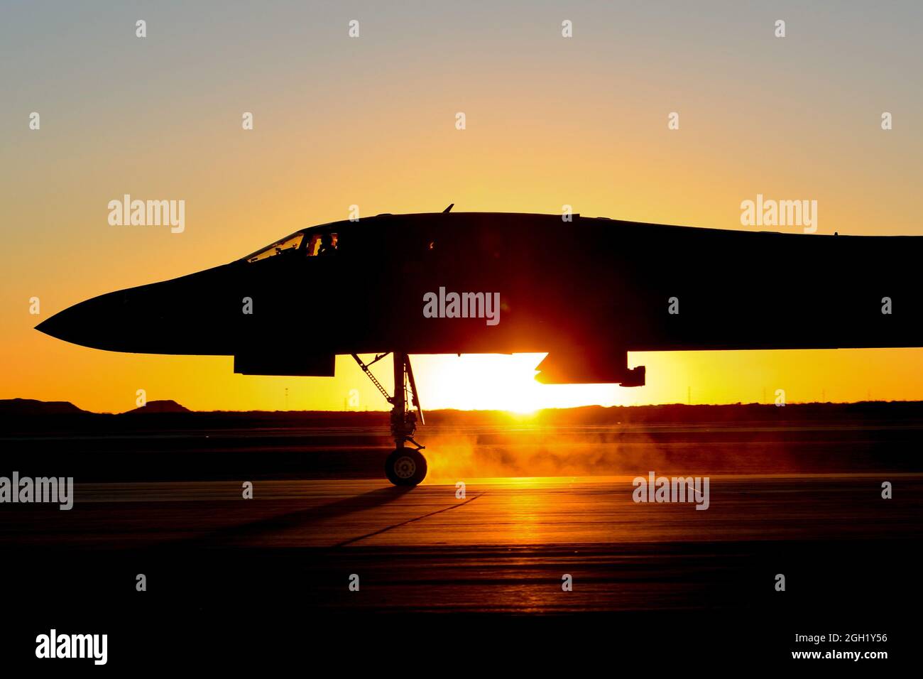 A B-1B Lancer pilot prepares to take off from Dyess Air Force Base, Texas, Feb. 21, 2021. The B-1 is capable of providing vast numbers of precision an Stock Photo