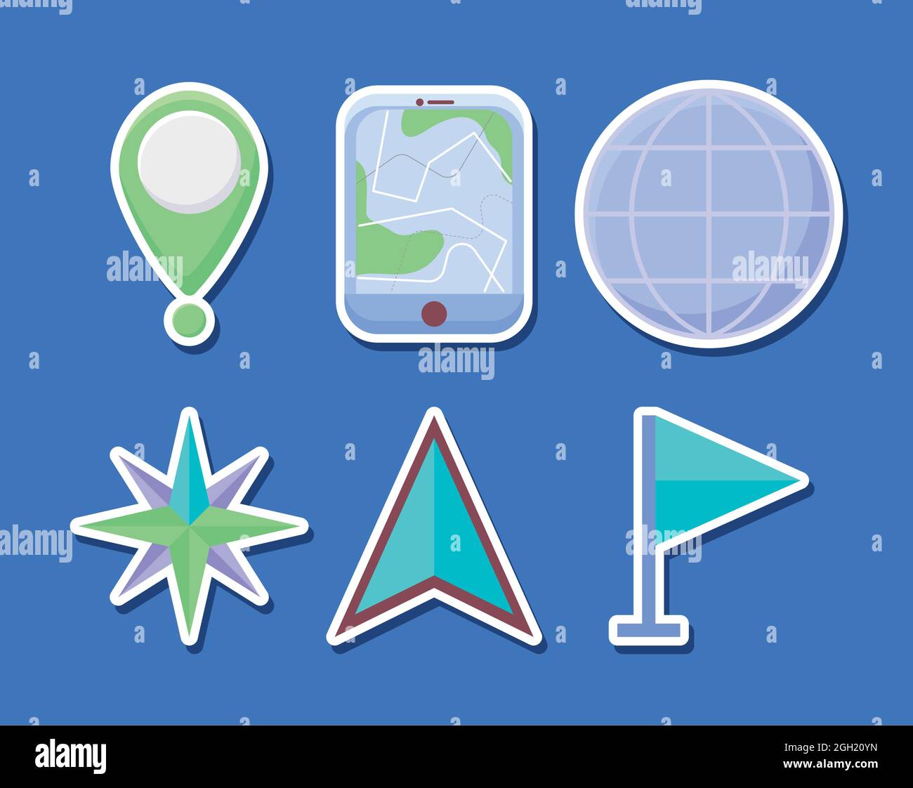 six location items Stock Vector