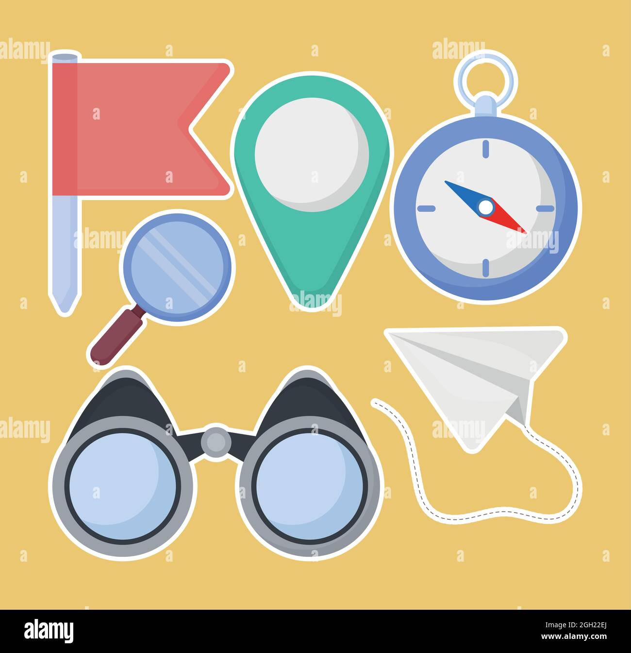 six geography items Stock Vector