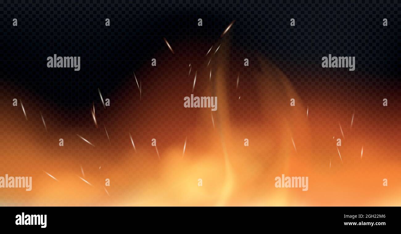 Realistic fire on a dark background - Vector illustration Stock Vector ...