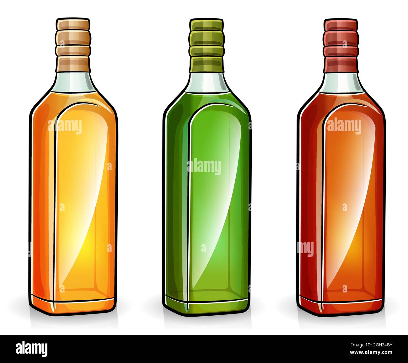 alcohol bottles illustration isolated on white background Stock Vector