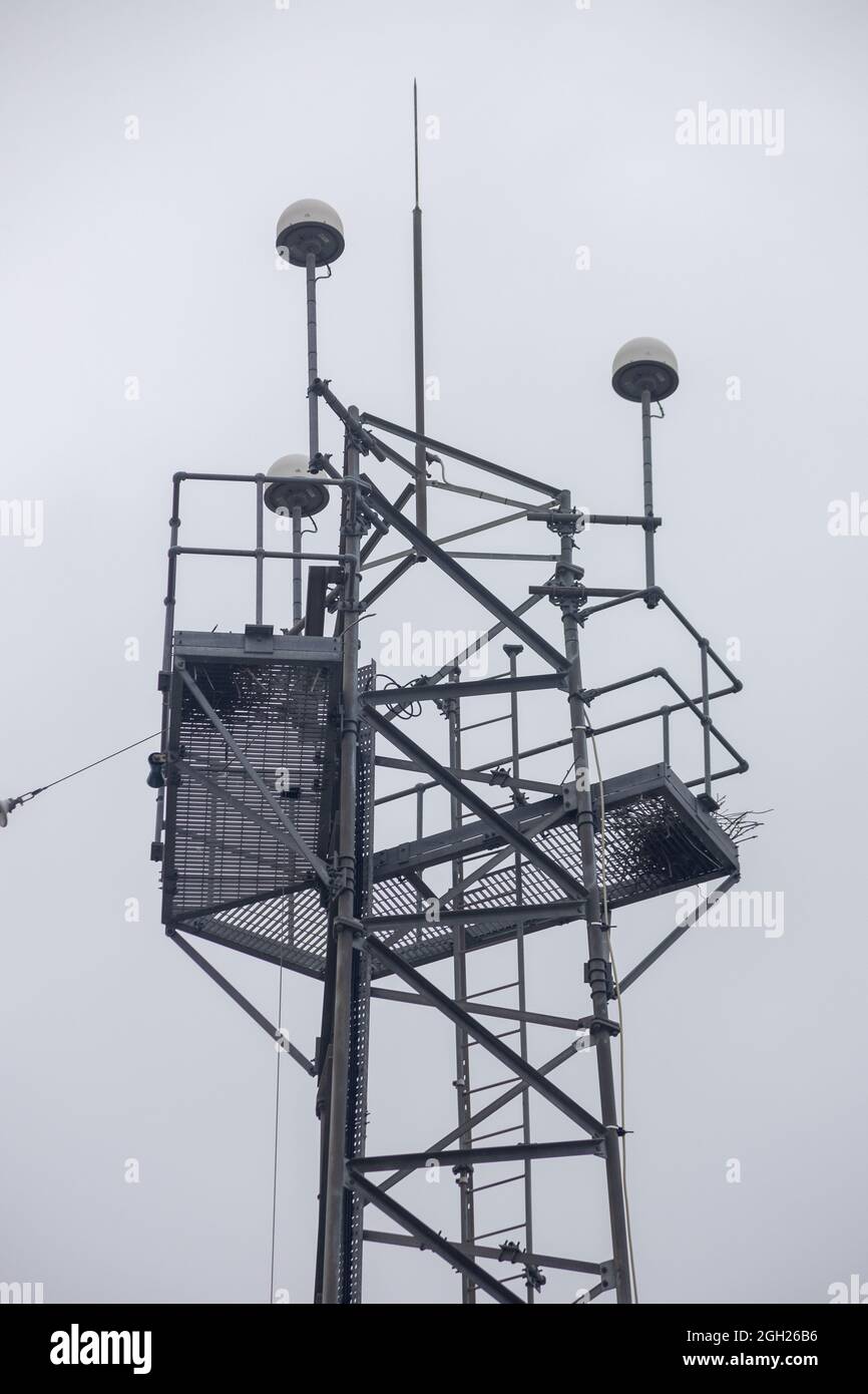Differential GPS signal station, Flamborough Head, Yorkshire, UK Stock Photo