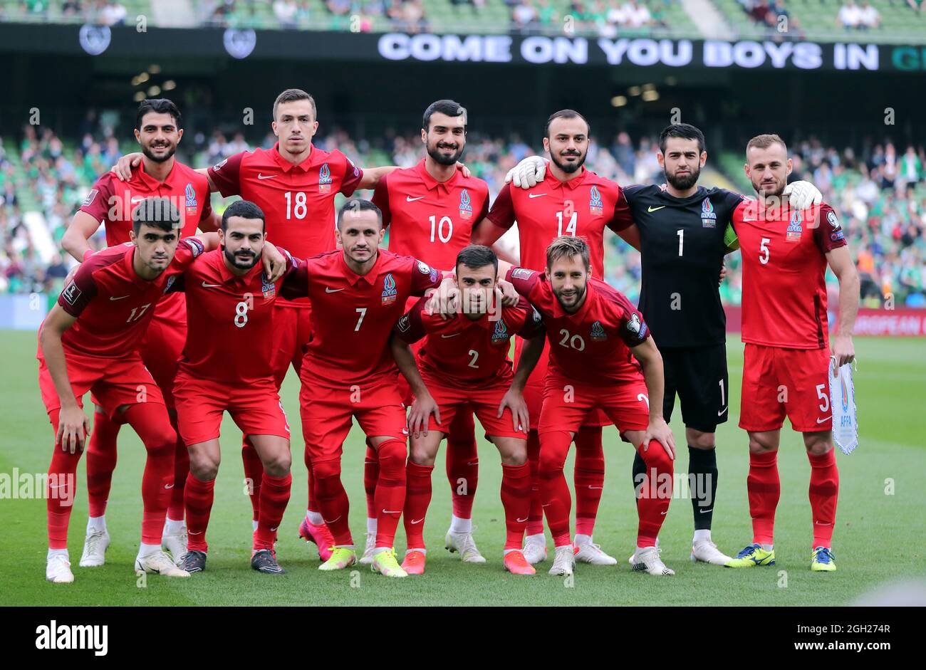 Azerbaijan team group during the 2022 FIFA World Cup Qualifying match at the Aviva Stadium, Dublin