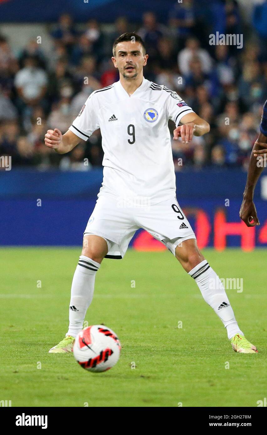 Smail Prevljak of Bosnia and Herzegovina during the FIFA World Cup Qatar  2022, Qualifiers, Group D football match between France and Bosnia and  Herzegovina on September 1, 2021 at Stade de La