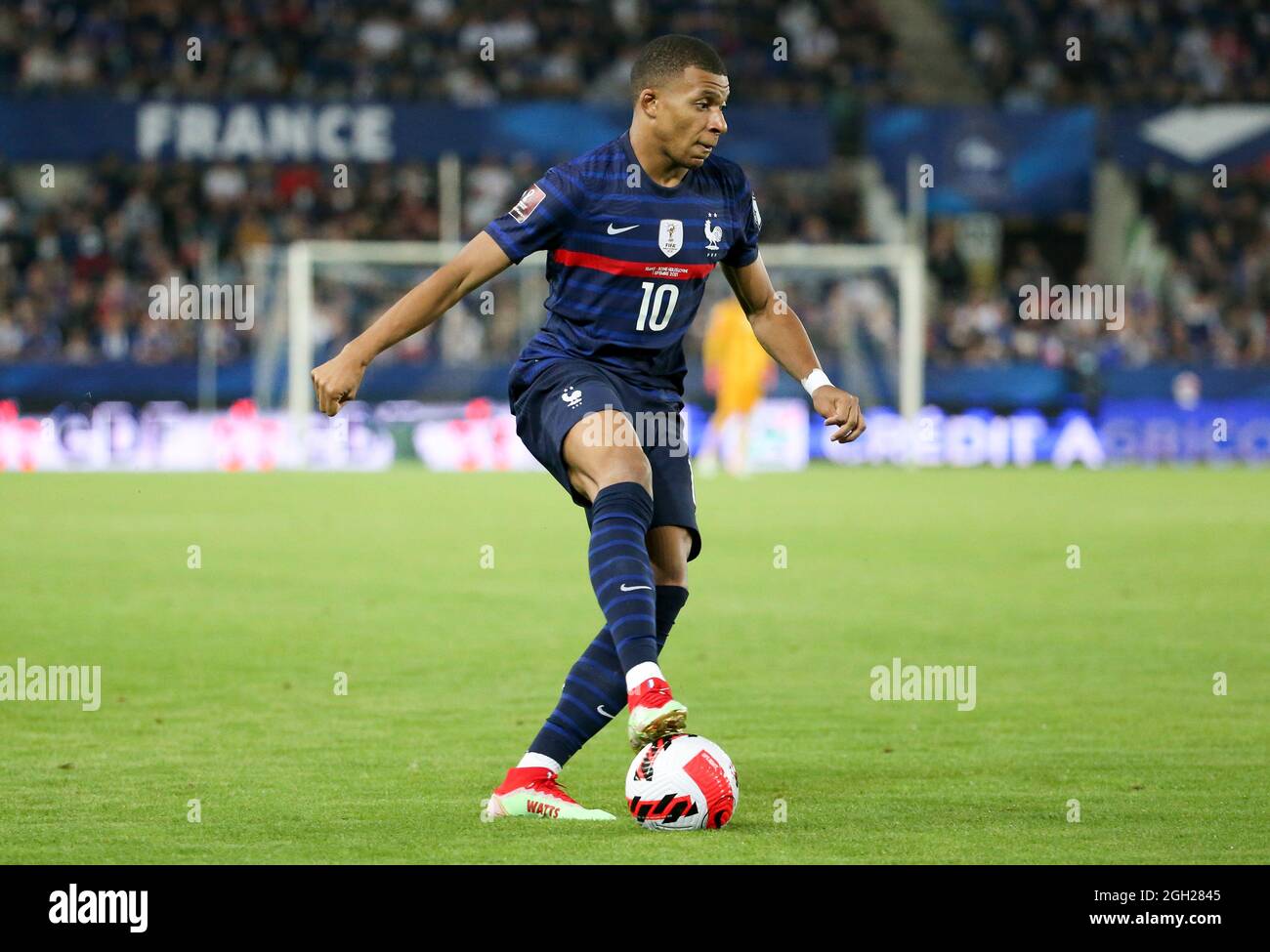 Kylian Mbappe of France during the FIFA World Cup Qatar 2022, Qualifiers, Group D football match between France and Bosnia and Herzegovina on September 1, 2021 at Stade de La Meinau in