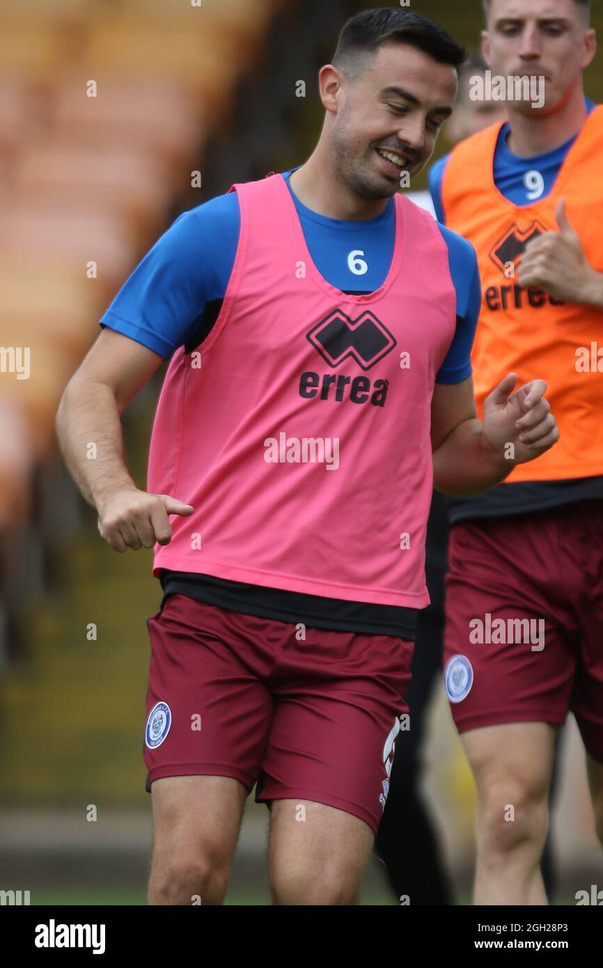 Burslem, UK. 04th Sep, 2021. Rochdale defender Eoghan O'Connell (6) warming up during the EFL Sky Bet League 2 match between Port Vale and Rochdale at Vale Park, Burslem, England on 4 September 2021. Photo by Jurek Biegus. Editorial use only, license required for commercial use. No use in betting, games or a single club/league/player publications. Credit: UK Sports Pics Ltd/Alamy Live News Stock Photo