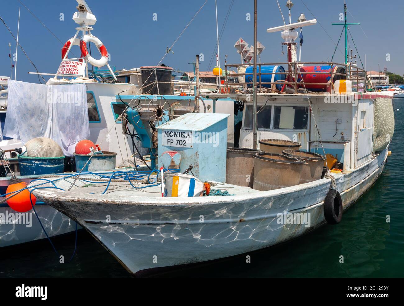 PAPHOS, CYPRUS, GREECE - JULY 22 : Fishing boat in the harbour at Paphos Cyprus on July 22. Stock Photo