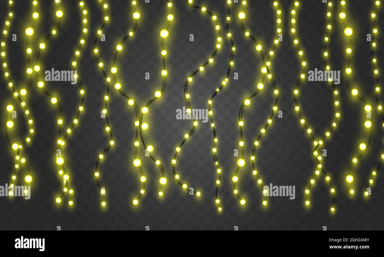 Holiday garland isolated on transparent background. Christmas lights ...