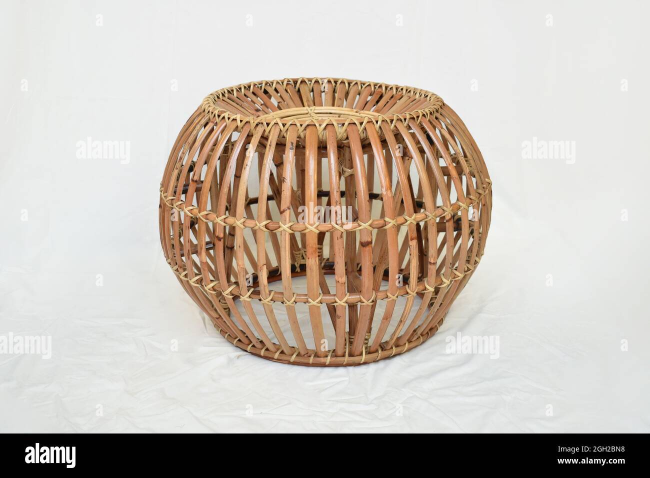 cane round table on white background selective soft focus Stock Photo