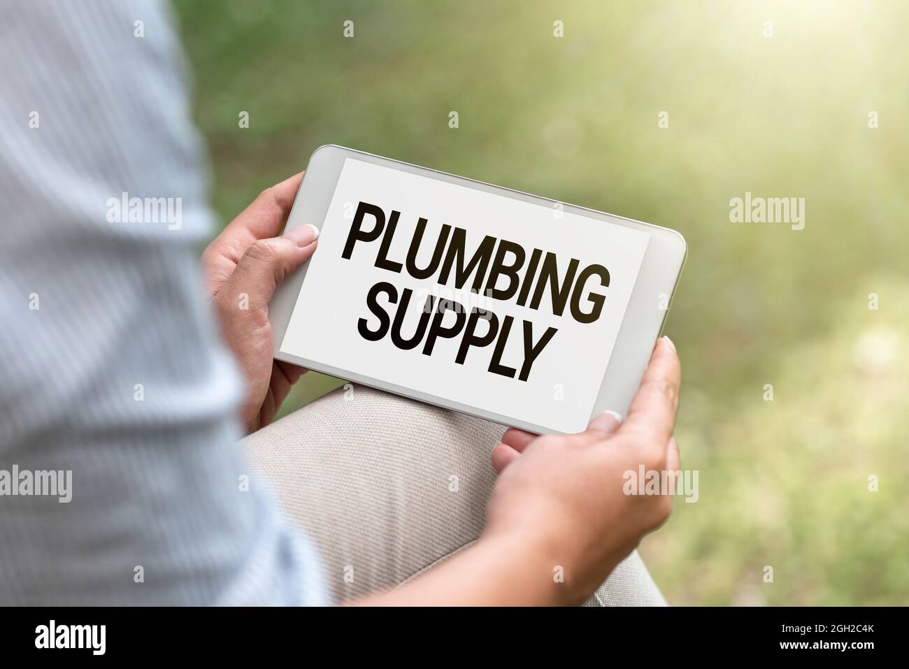 Conceptual display Plumbing Supply, Word Written on tubes or pipes