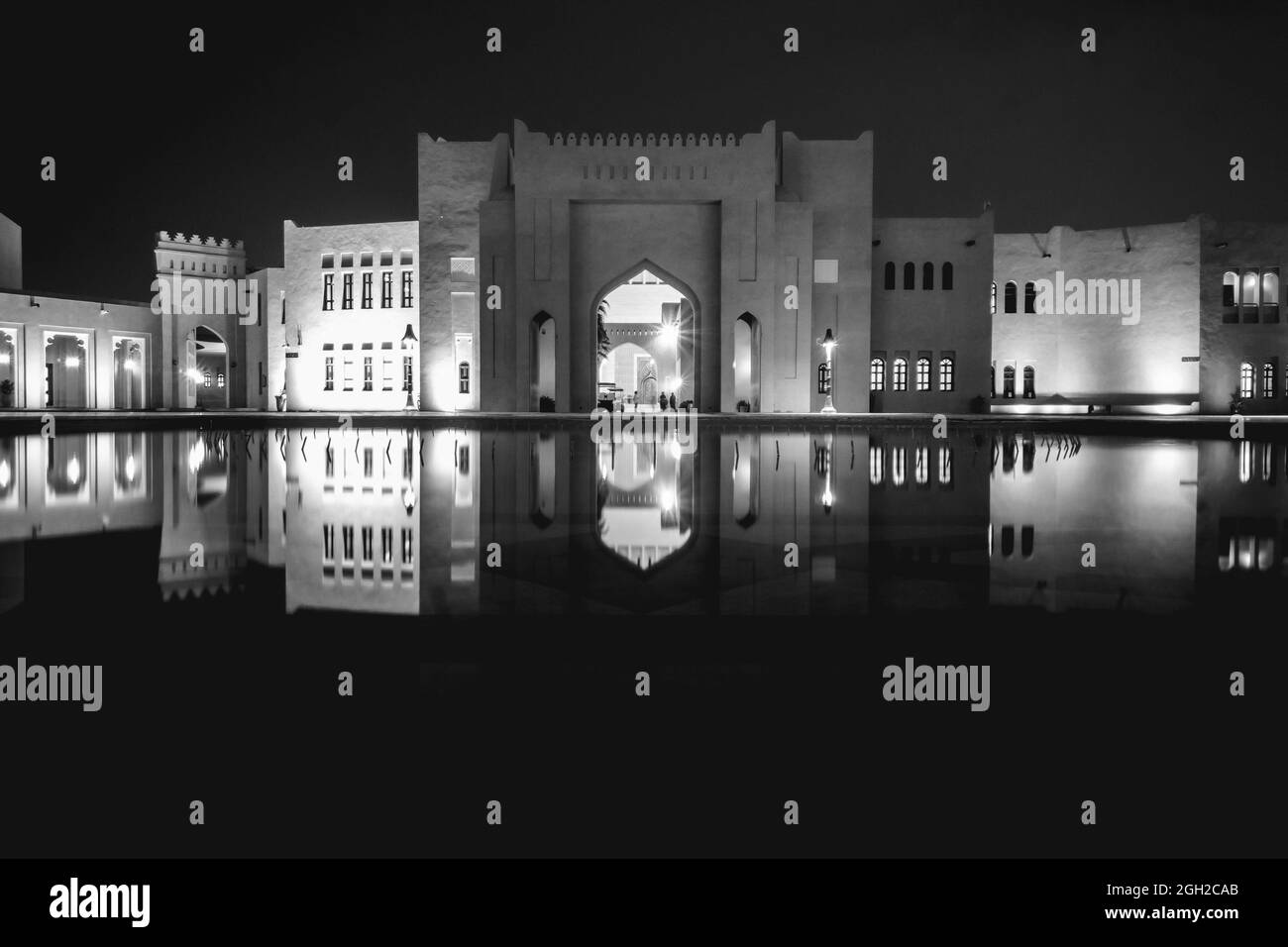 DOHA, QATAR - Feb 17, 2019: A closeup shot of a night view at the Katara Cultural Center in Doha Qatar Stock Photo