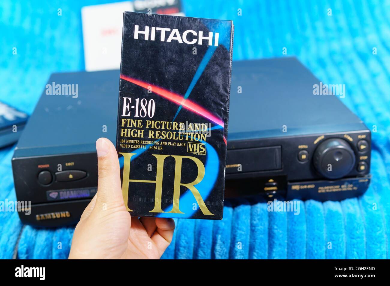 Tyumen, Russia-July 25, 2021: Video cassette Old vintage VHS tapes,  Technology concept. Retro style Stock Photo - Alamy