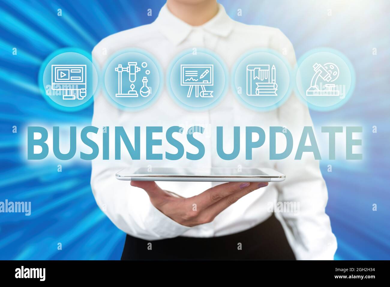 Good Update Work Image Text sign showing Business Update. Business concept the act of adding ...