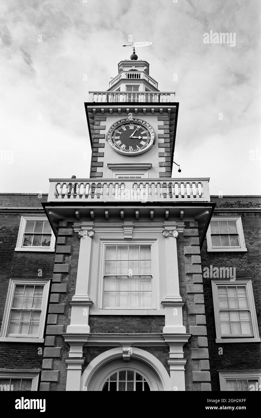 The clock tower above the entrance to the 16th century Bruce Castle, Tottenham, London UK Stock Photo