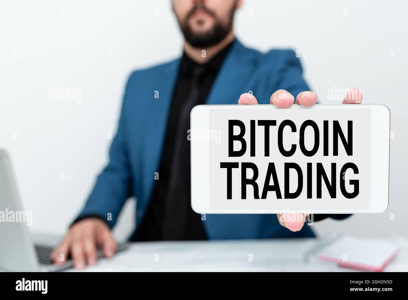 Sign displaying Bitcoin Trading. Business idea buying and selling of  cryptocurrency in stocks market Tech Guru Selling Newly Developed Device,  Teacher Stock Photo - Alamy