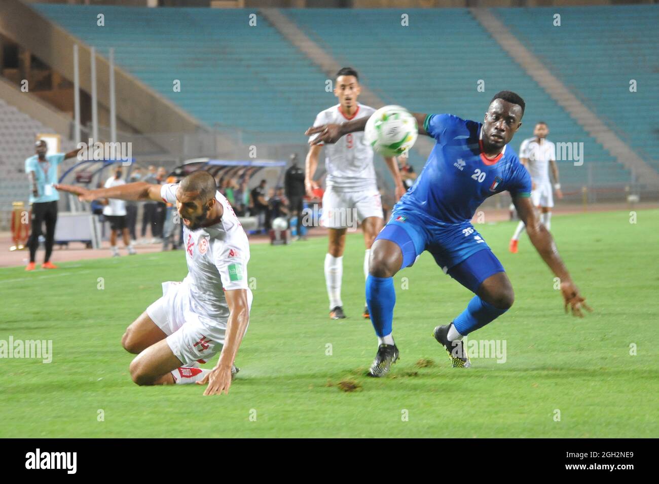 Tunis, Tunisia. 03rd Sep, 2021. Buyla Jannick (20)  of Equatorial Guinea team in action during a match of  the 2022 World Cup Qualifiers, between  Tunisia  and  Equatorial Guinea at Rades Olympic Stadium on  September 3, 2021 in Tunis, Tunisia.   (Photo by Hasan Mrad / Eyepix Group) Credit: Eyepix Group/Alamy Live News Stock Photo