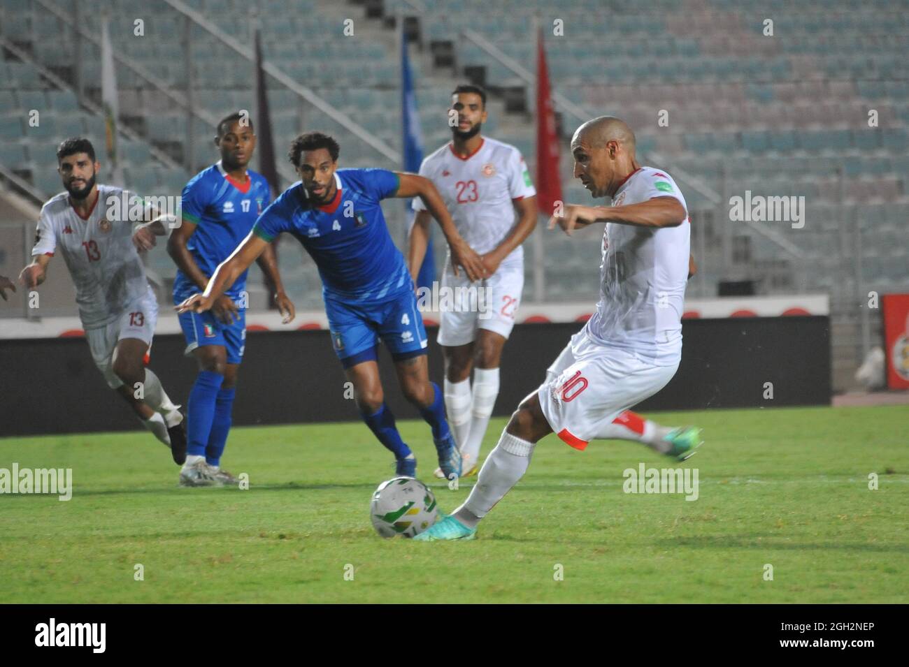 Tunis, Tunisia. 03rd Sep, 2021. Wahbi Khazri (10)  of Tunisia team in action during a match of  the 2022 World Cup Qualifiers, between  Tunisia  and  Equatorial Guinea at Rades Olympic Stadium on  September 3, 2021 in Tunis, Tunisia.  (Photo by Hasan Mrad / Eyepix Group) Credit: Eyepix Group/Alamy Live News Stock Photo