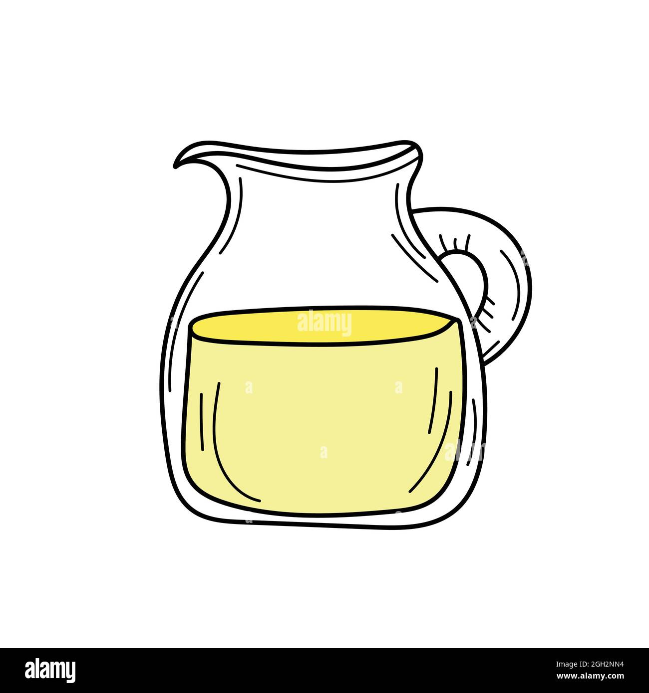 Lemonade pitcher isolated graphic element. Hand - Stock