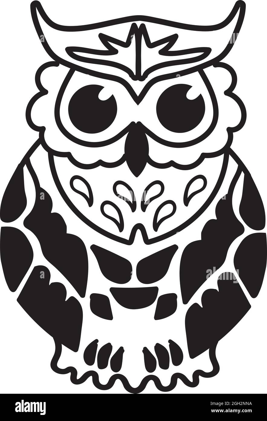 vector illustration of a floral owl isolated on white background. Stock Vector