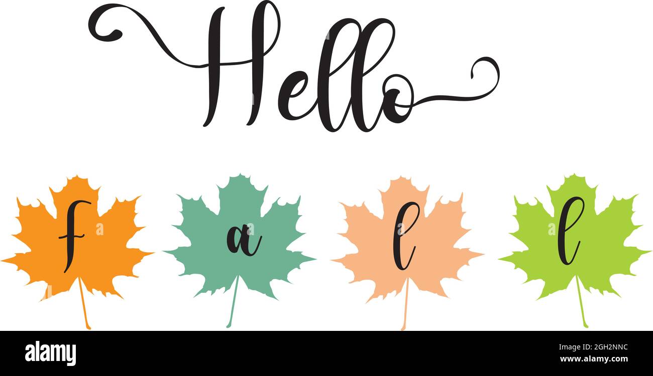 vector illustration of hello fall background with leaves Stock Vector ...