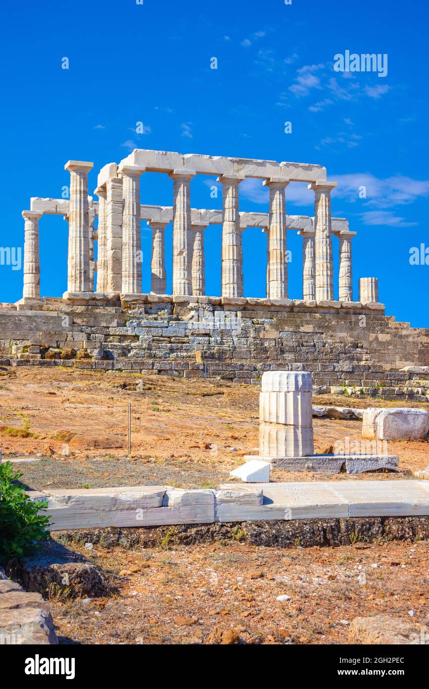 The ancient Temple of Poseidon at Sounion, Attica, Greece Stock Photo ...