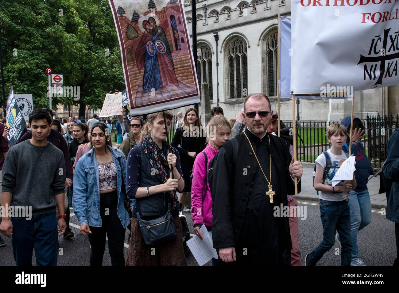 March for Life UK’ anti-abortion protest march organised by pro-life Christian groups /  London - 04 September 2021 Stock Photo