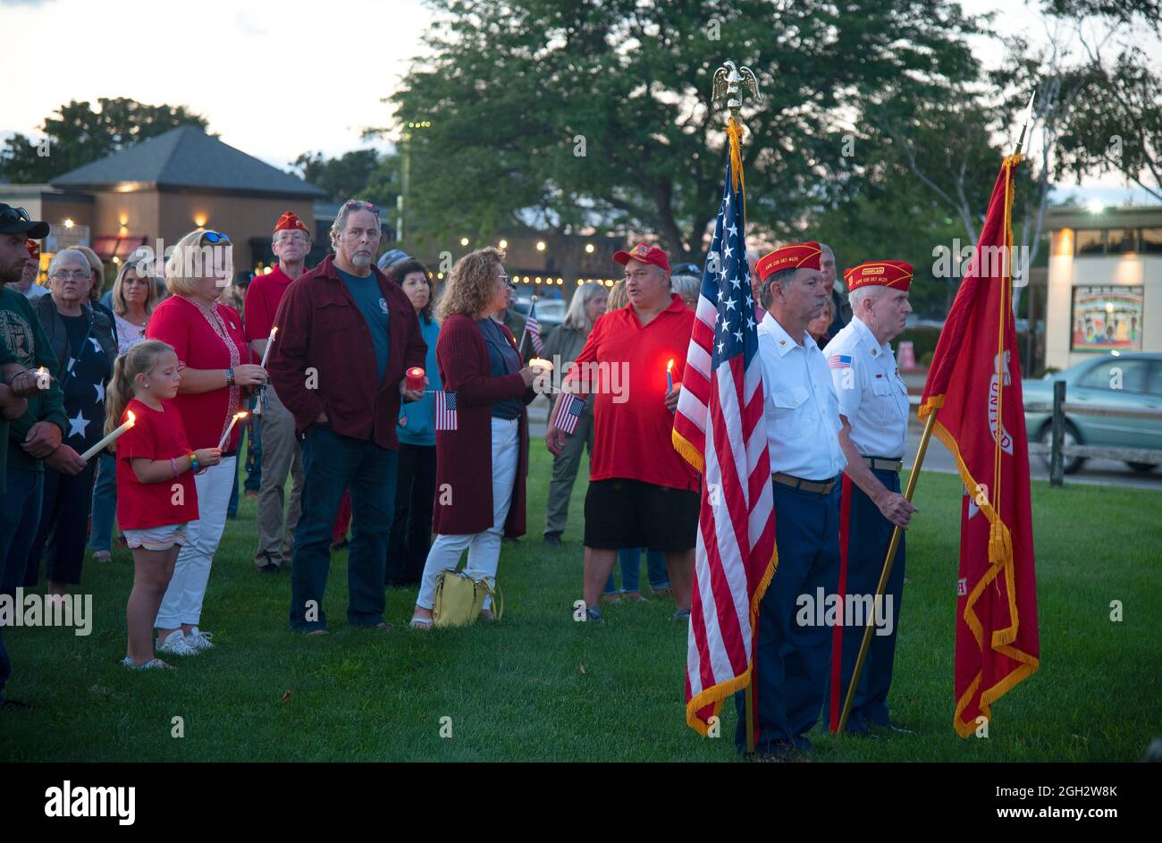 A candlelight vigil in Hyannis, Massachusetts (USA) for the fallen service members in Afghanistan. Stock Photo