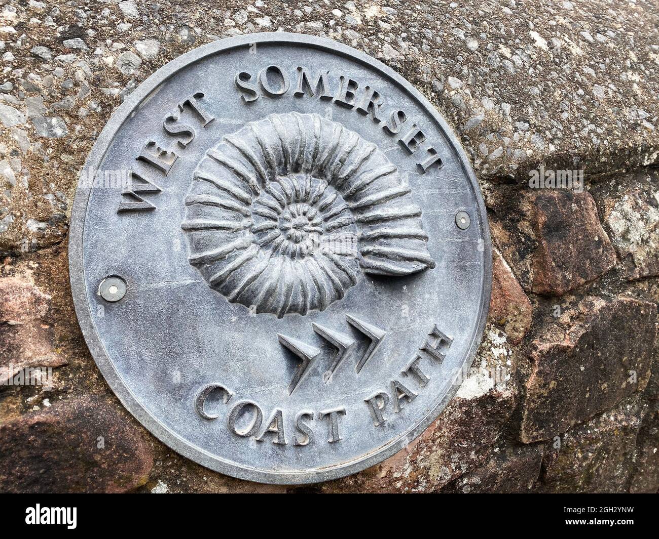 MINEHEAD, UK - August 2021: Sign for the west somerset coast path Stock Photo