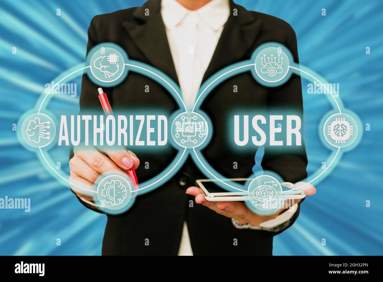 Sign displaying Authorized User. Business concept person granted ...