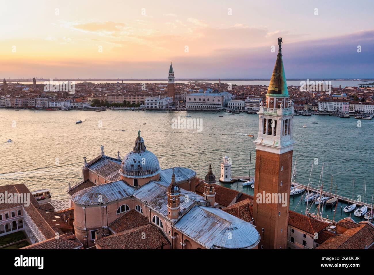 Panorama aerial photo of San Giorgio Maggiore island in Venice Stock ...