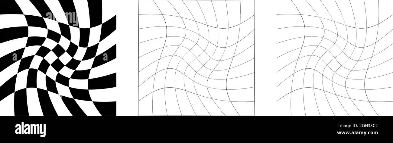 Distorted abstract geometric shape elements. Deformation, distortion ...