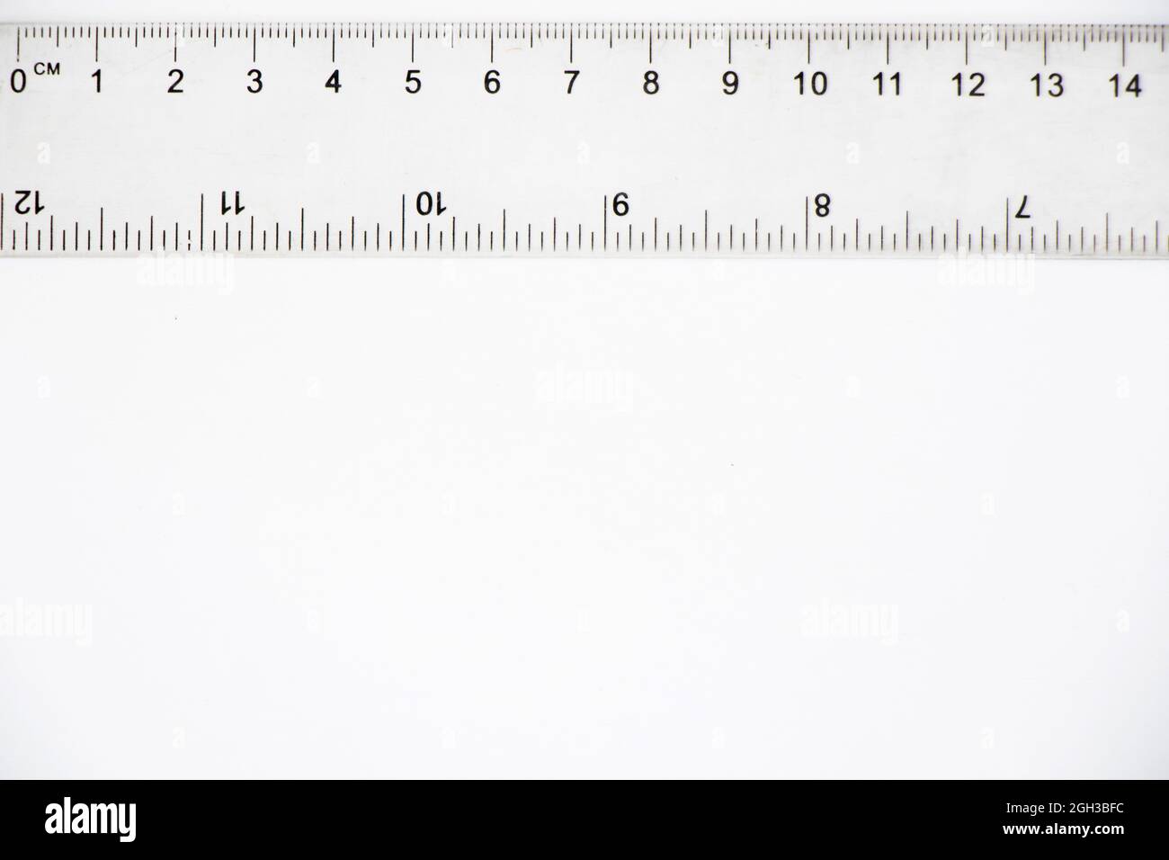 Transparent ruler isolated on a white background with space for