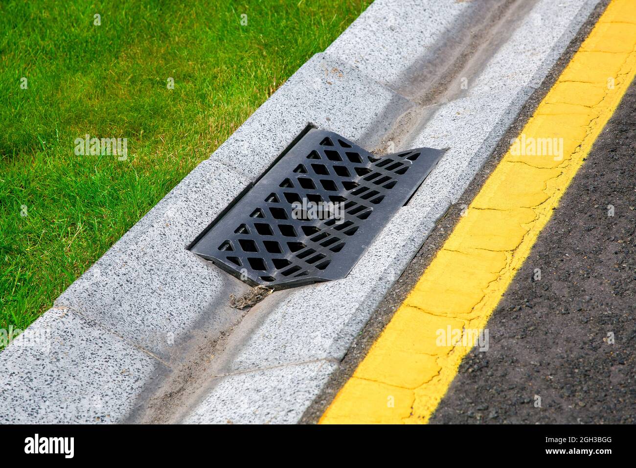 gutter of a stormwater drainage system on the side of an road with