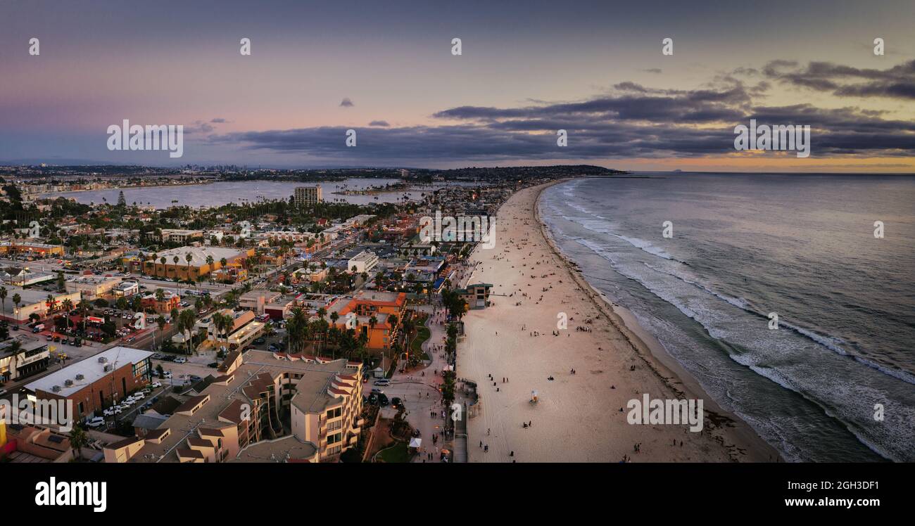 Pacific Beach and Mission Beach in San Diego with beachfront homes and
