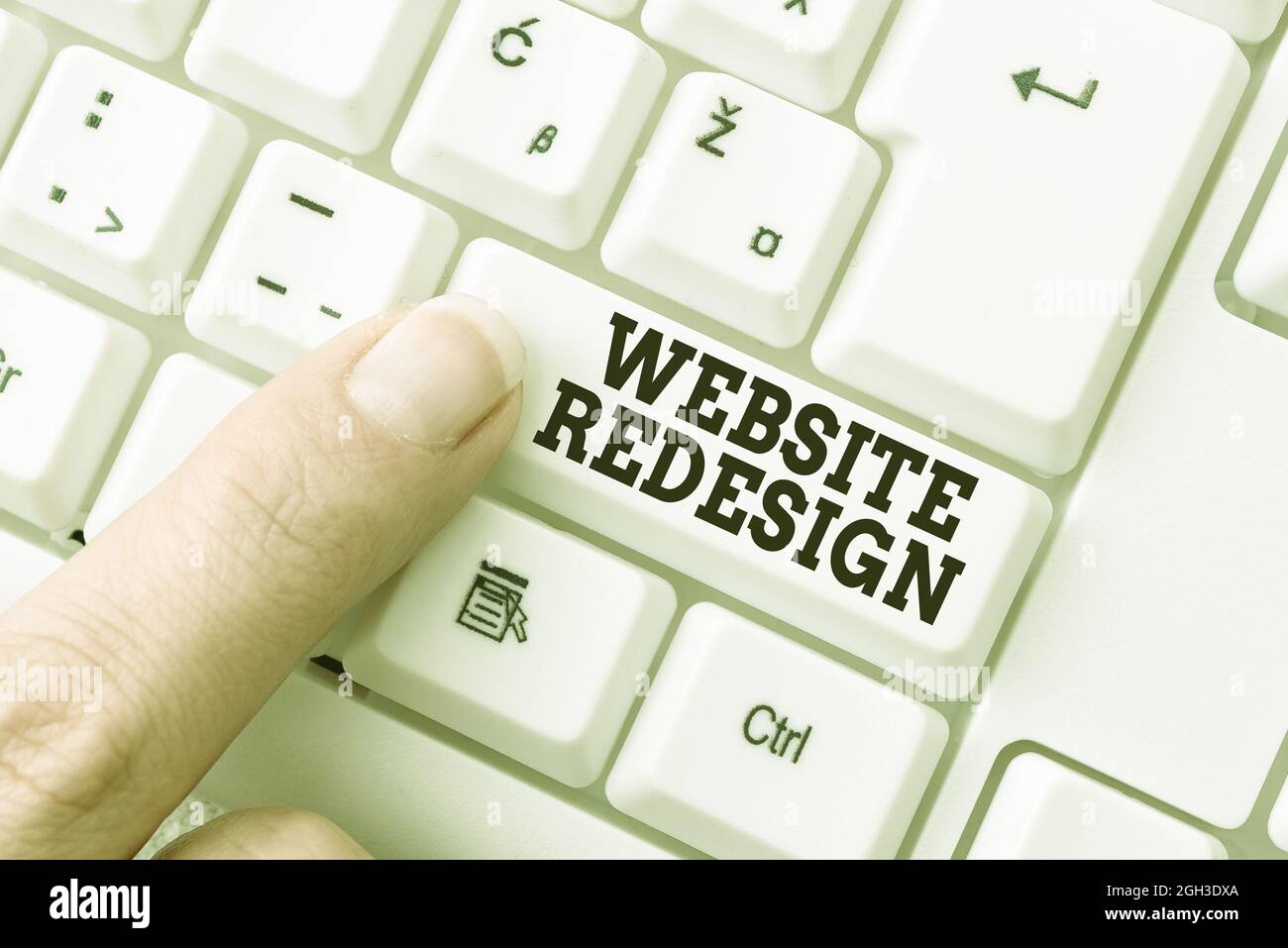 Webiste Hand Sign Hand writing sign Website Redesign. Internet Concept modernize improver ...