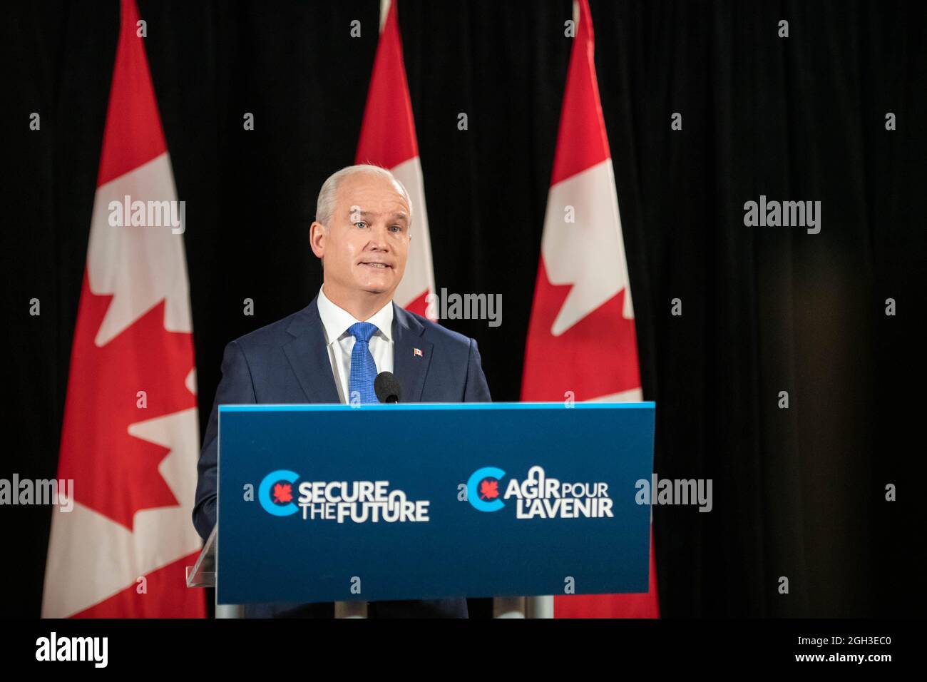Conservative Leader Erin O'Toole in Coquitlam Stock Photo