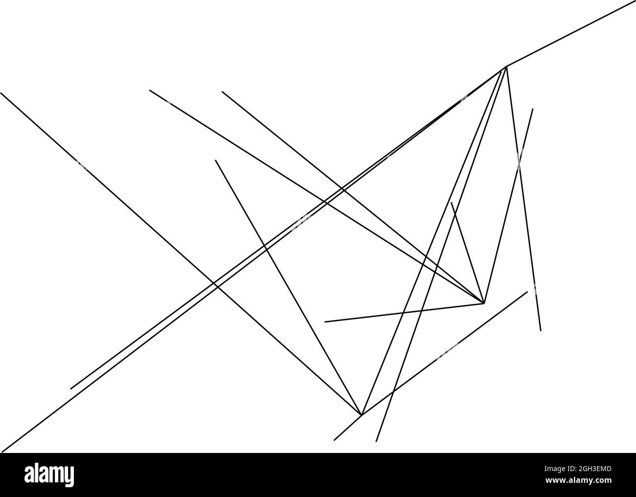 Random structure of angular, geometric lines element. Irregular ...