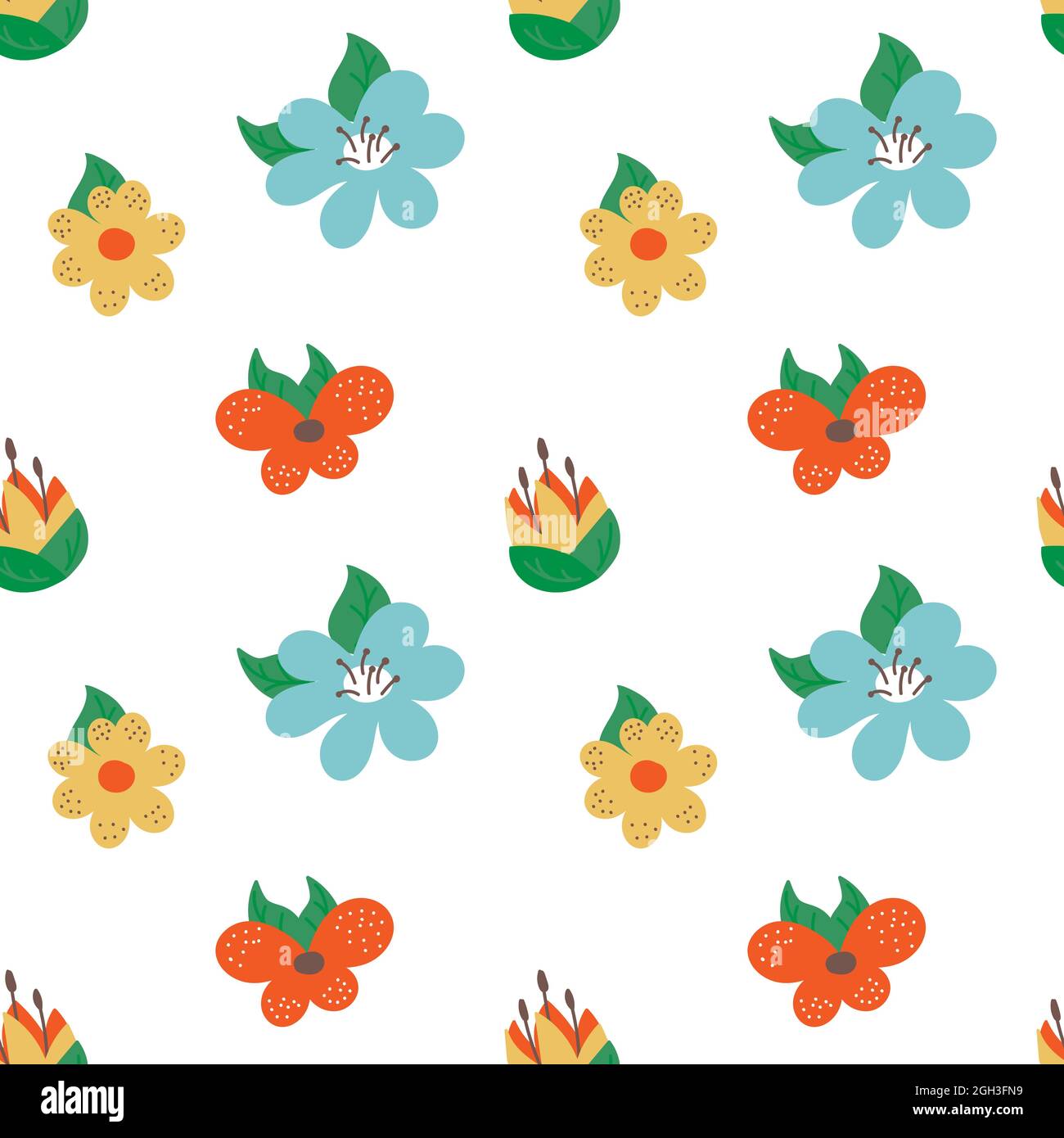 Adorable flower seamless pattern vector illustration. Endless plant ...