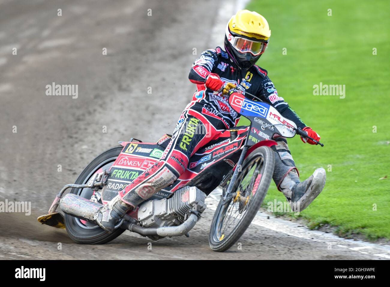 Rybnik, Poland. 04th Sep, 2021. Patrick HANSEN of Ostrovia in Heat 12 during eWinner Division One Speedway League Play-off match between K.S. ROW Rybnik and ARGED Malesa TZ OSTROVIA at Municipal Stadium in Rybnik, Poland on September 4, 2021 (Photo by Andrew SURMA/ Credit: Sipa USA/Alamy Live News Stock Photo