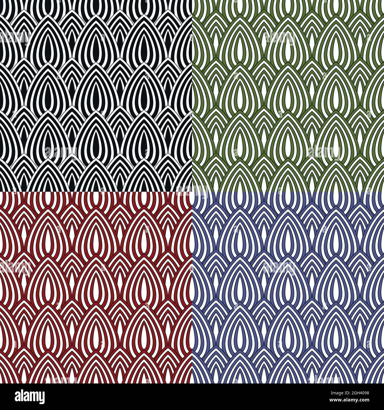 Set of abstract colored seamless patterns. Vector illustration. Stock Vector