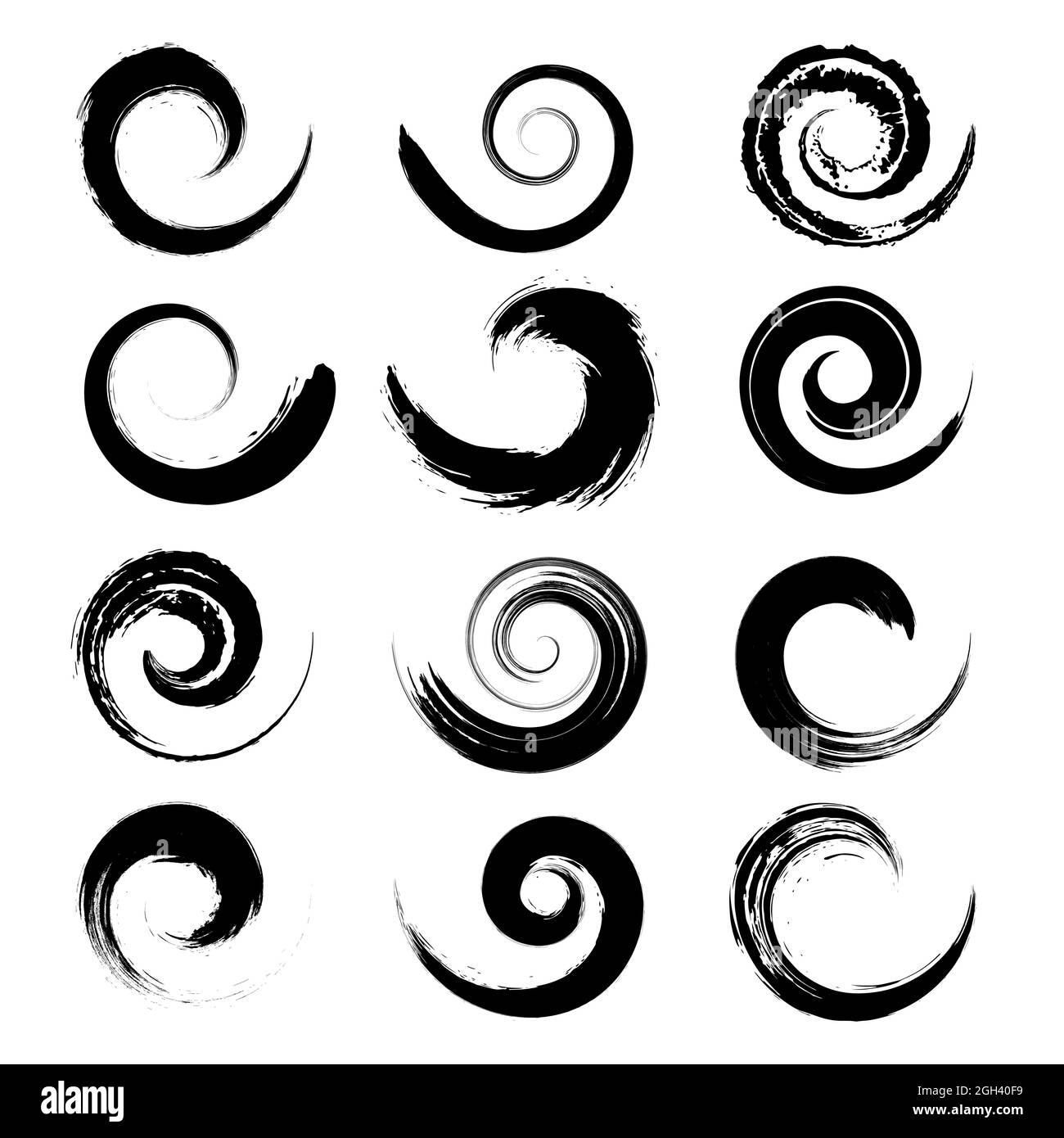 Set of black spiral grunge brush strokes. Vector illustration. Trendy  design elements for surfing icon, emblem, badges, logo, banner, tattoo  Stock Vector Image & Art - Alamy
