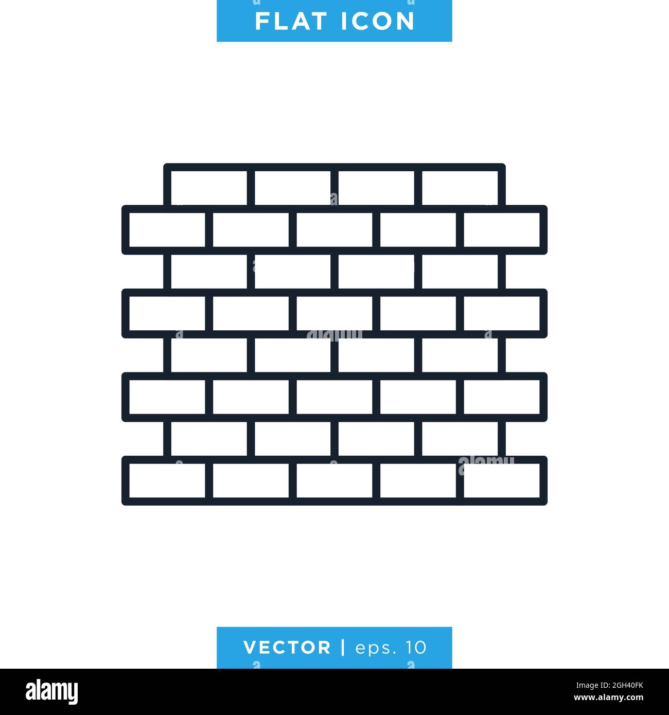 Brick wall icon vector stock Illustration design template. Vector eps 10. Editable stroke. Stock Vector