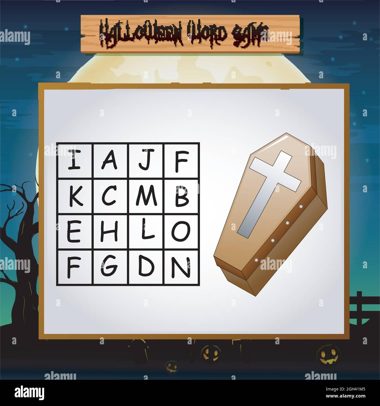 Game halloween find the word of coffin Stock Vector Image & Art Alamy
