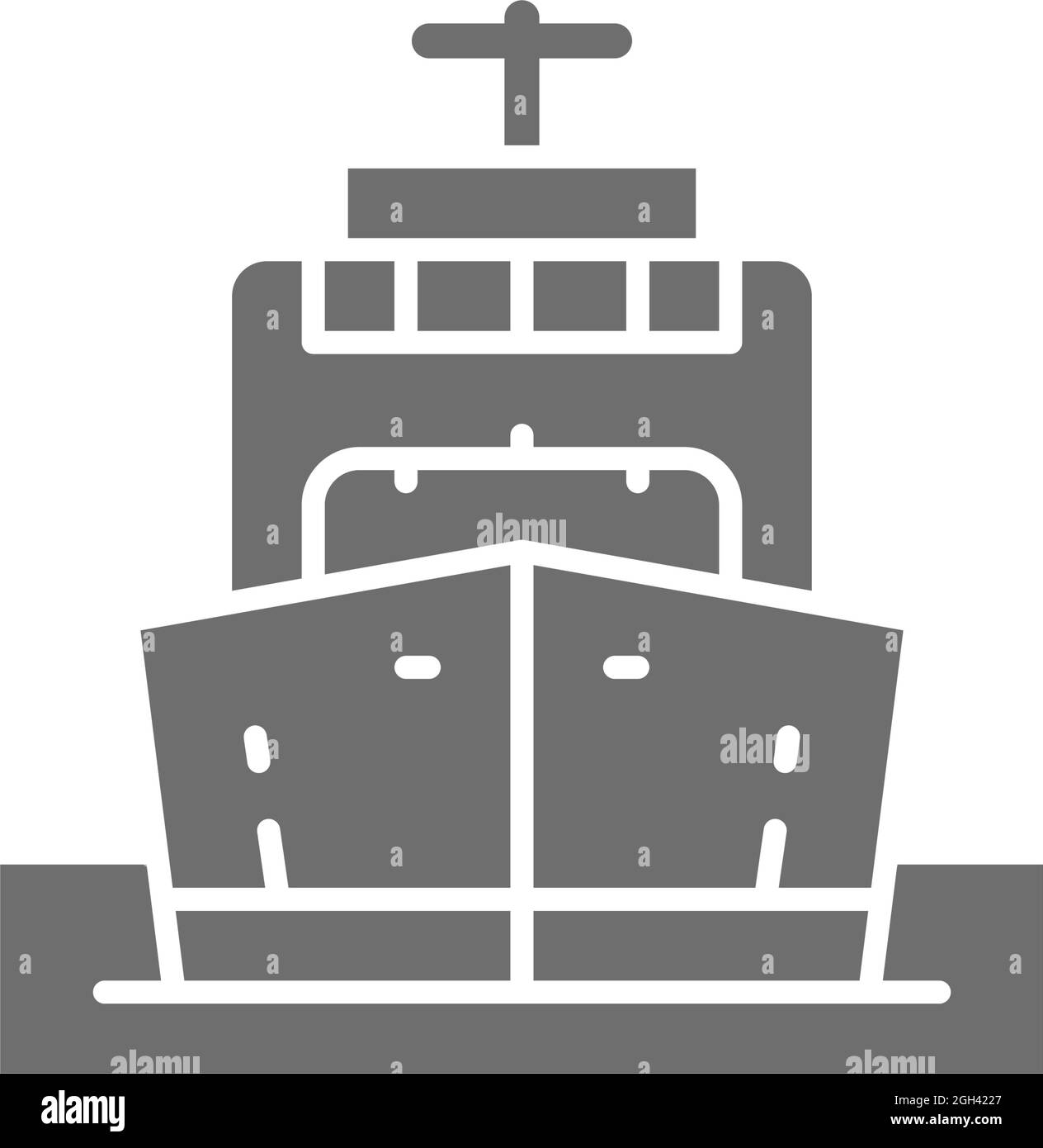 Cargo ship, boat, oil transportation, steamer, cruise grey icon. Stock Vector