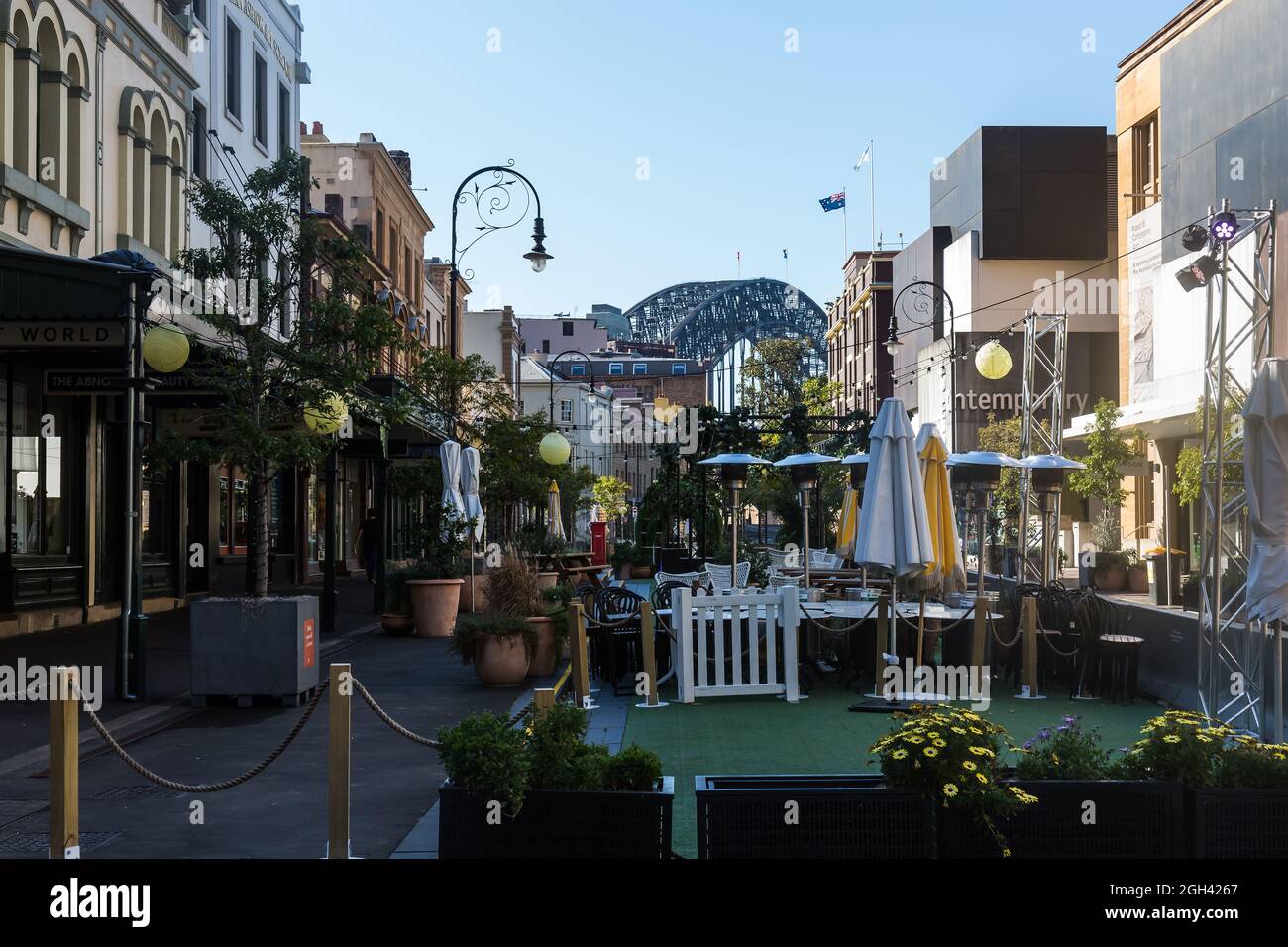 Sydney, Australia. Wednesday, 4th September 2021. The Sydney central business district looking very deserted as daily Covid-19 cases keep increasing. Stock Photo