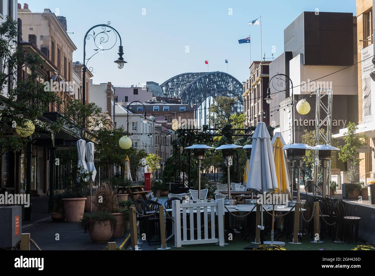 Sydney, Australia. Wednesday, 4th September 2021. The Sydney central business district looking very deserted as daily Covid-19 cases keep increasing. Stock Photo