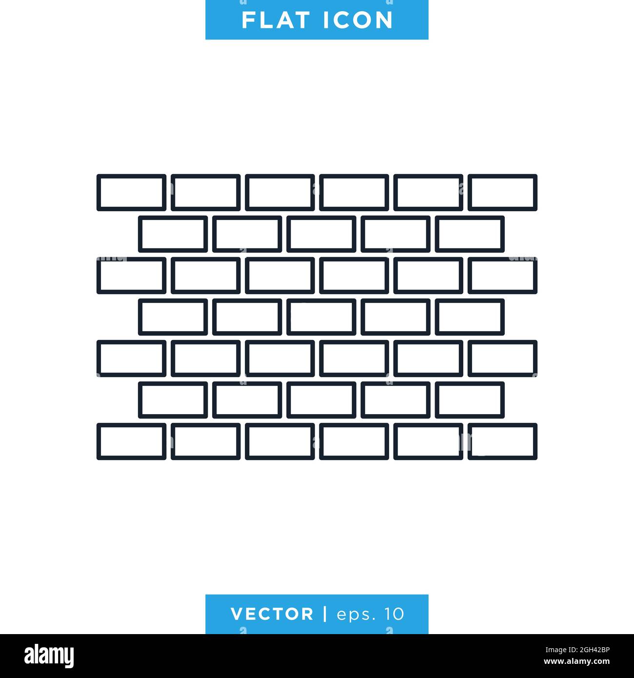 Brick wall icon vector stock Illustration design template. Vector eps 10. Editable stroke. Stock Vector