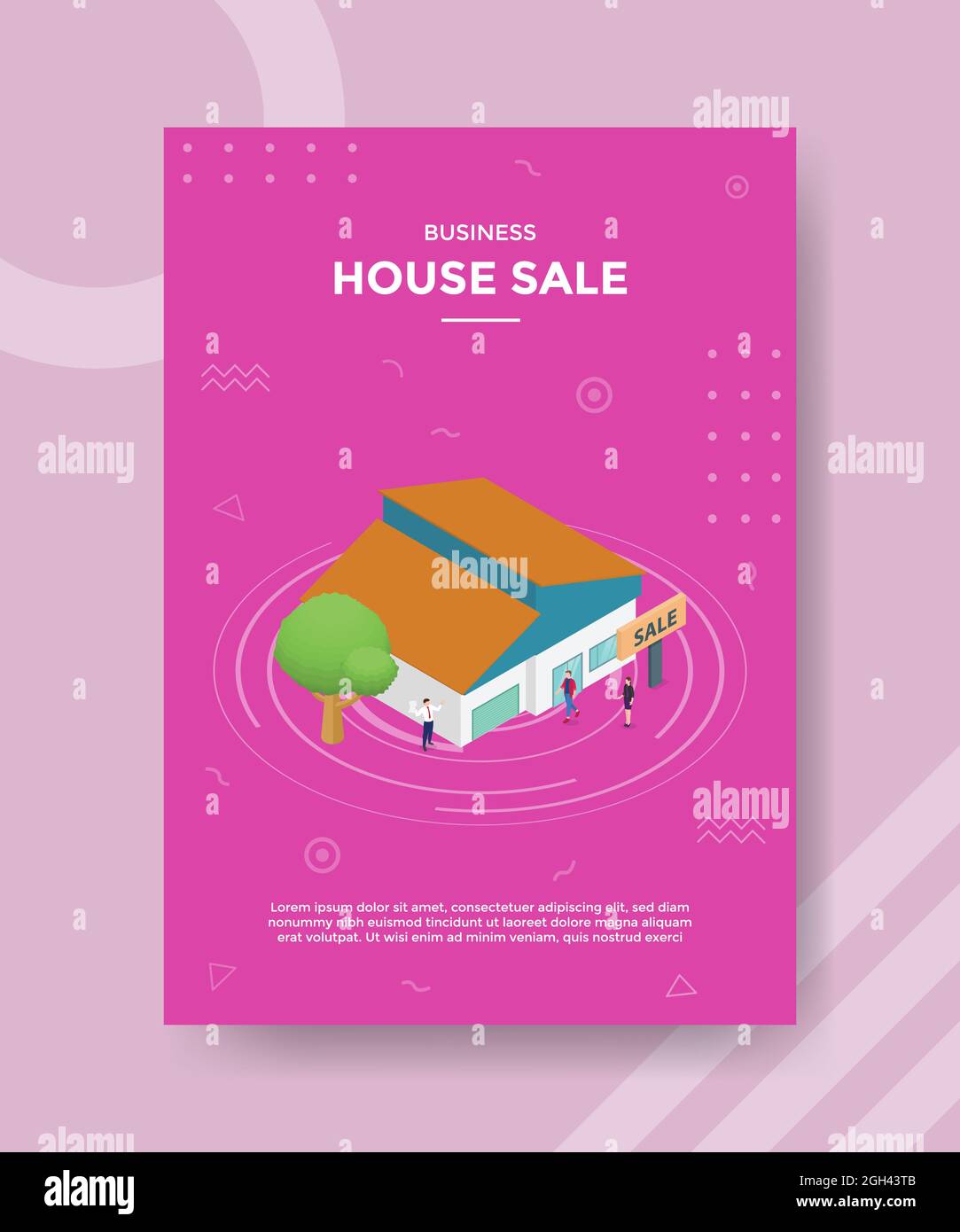 house sale concept for template banner and flyer with isometric style ...